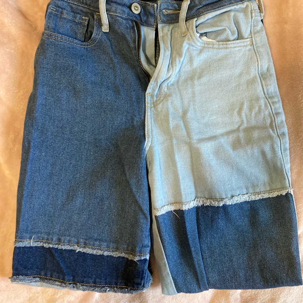 Hollister ultra high-rise medium wash patchwork jeans